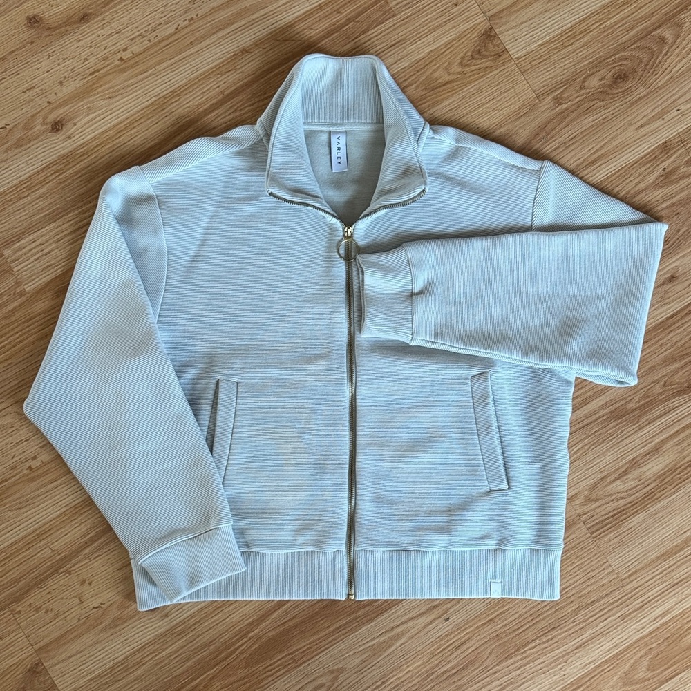 Varley Cream Zip-Up Sweatshirt